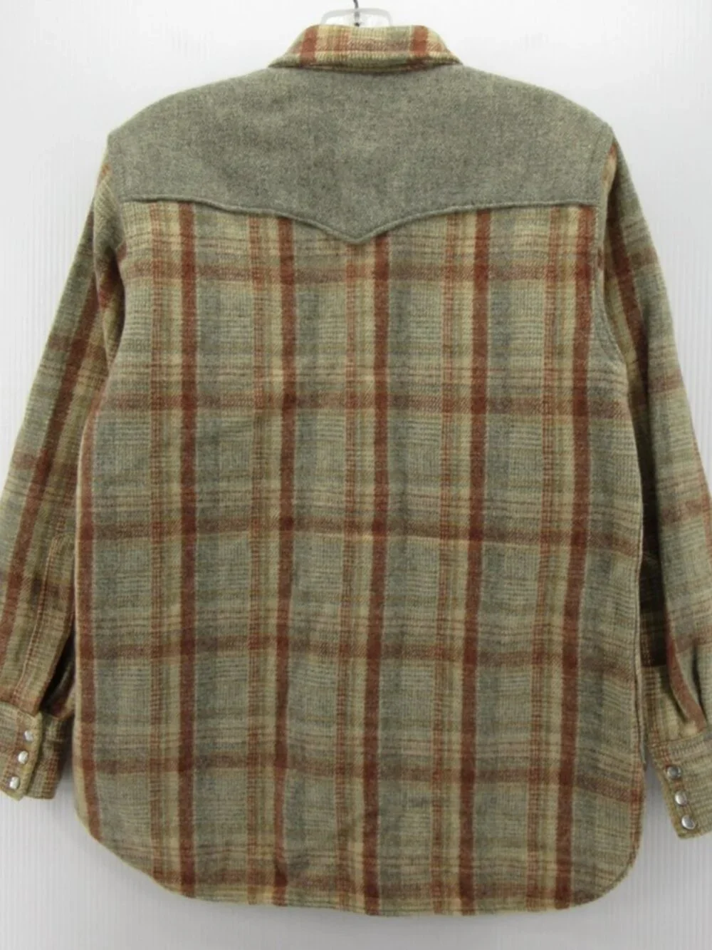 VINTAGE Woolrich Shirt Medium Wool Tweed Western Pearl Snap 70s 80s *